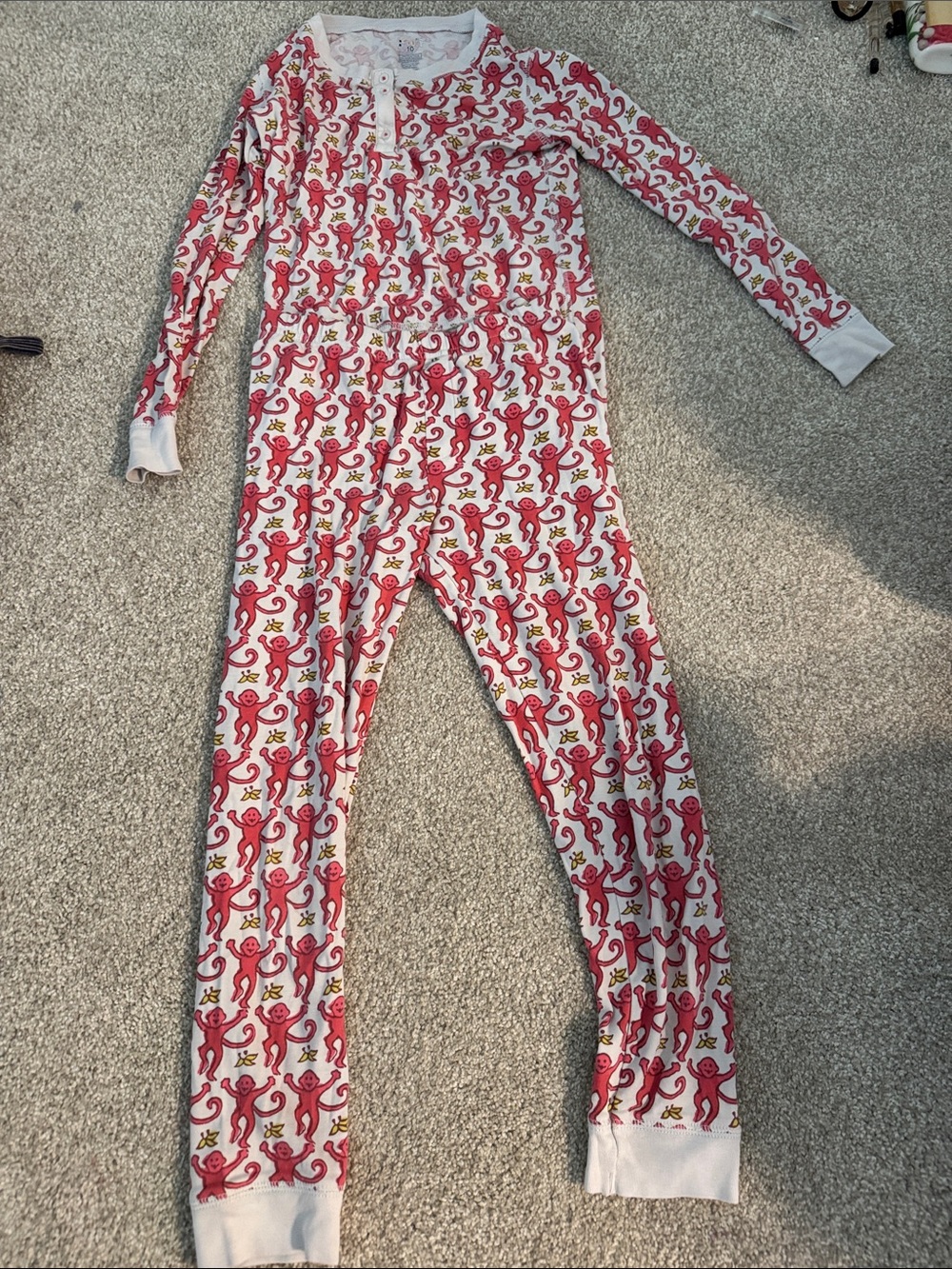 Roller Rabbit Pink & Yellow Monkey Print Kids One-Piece Pajama